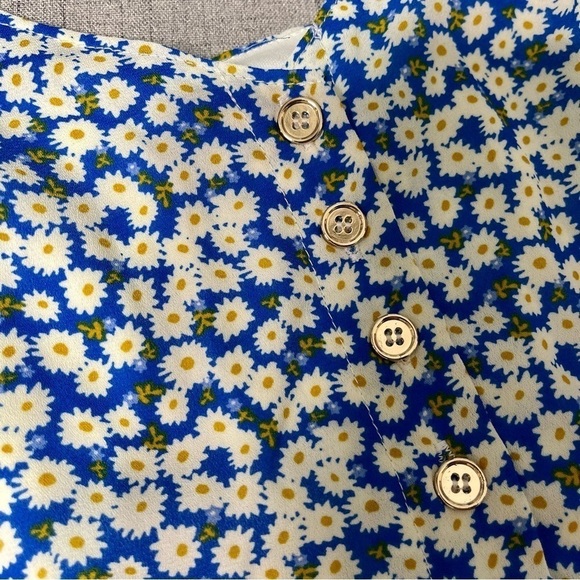 Lulu’s Darling Daisy Blue Floral Midi Dress Size Large Nwt - Picture 9 of 11